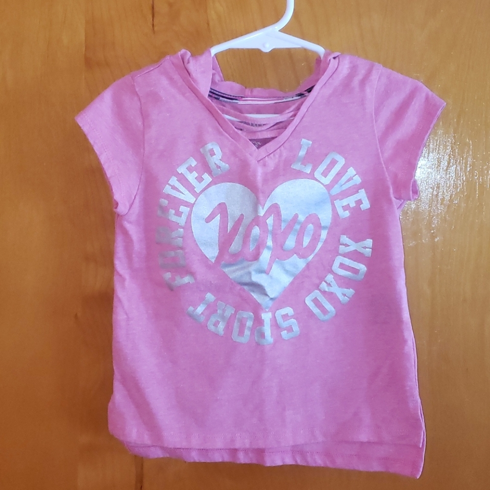 XOXO Sport hooded v-neck shirt sleeve tee 4T pink
